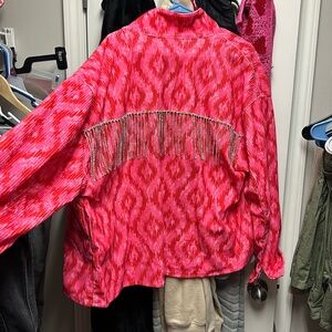 Pink bedazzled crop jacket